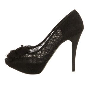 Dolce & Gabbana Black Lace Peep Toe Pumps
